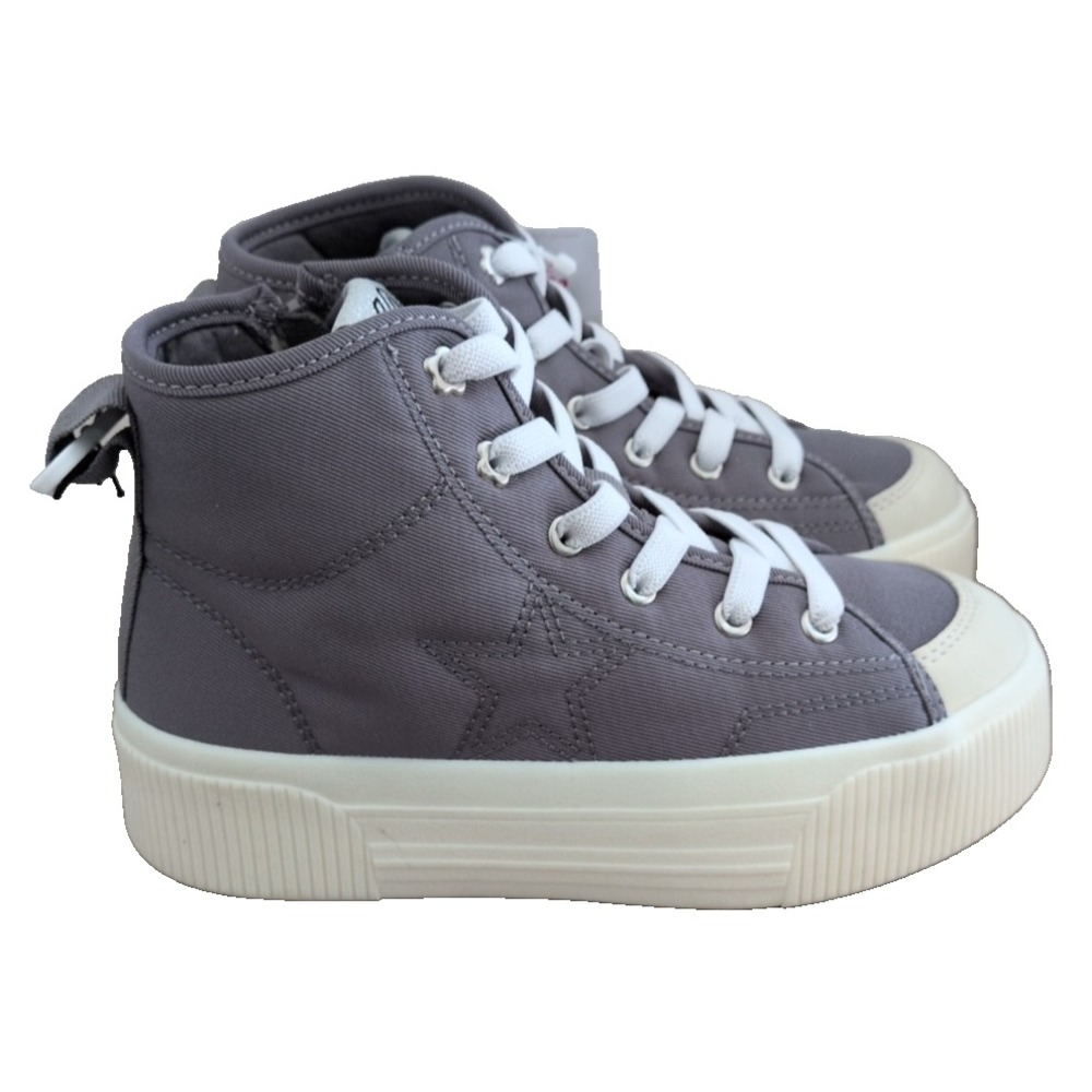 Justice Little Girls Gray High Top Platform Sneakers Size 13 Side Zip Stars